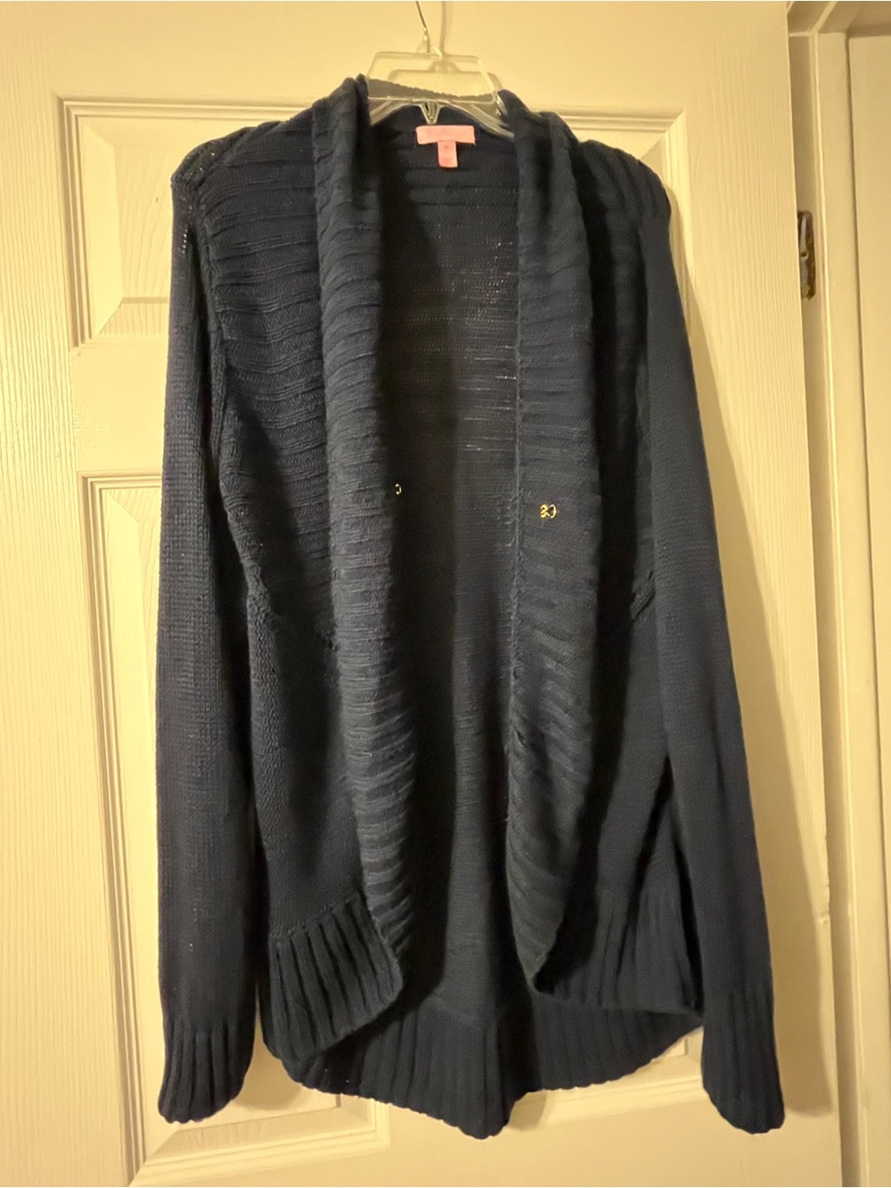 Women’s  Navy Open-Front Shawl Collar Sweater Cardigan Lily Pulitzer XL